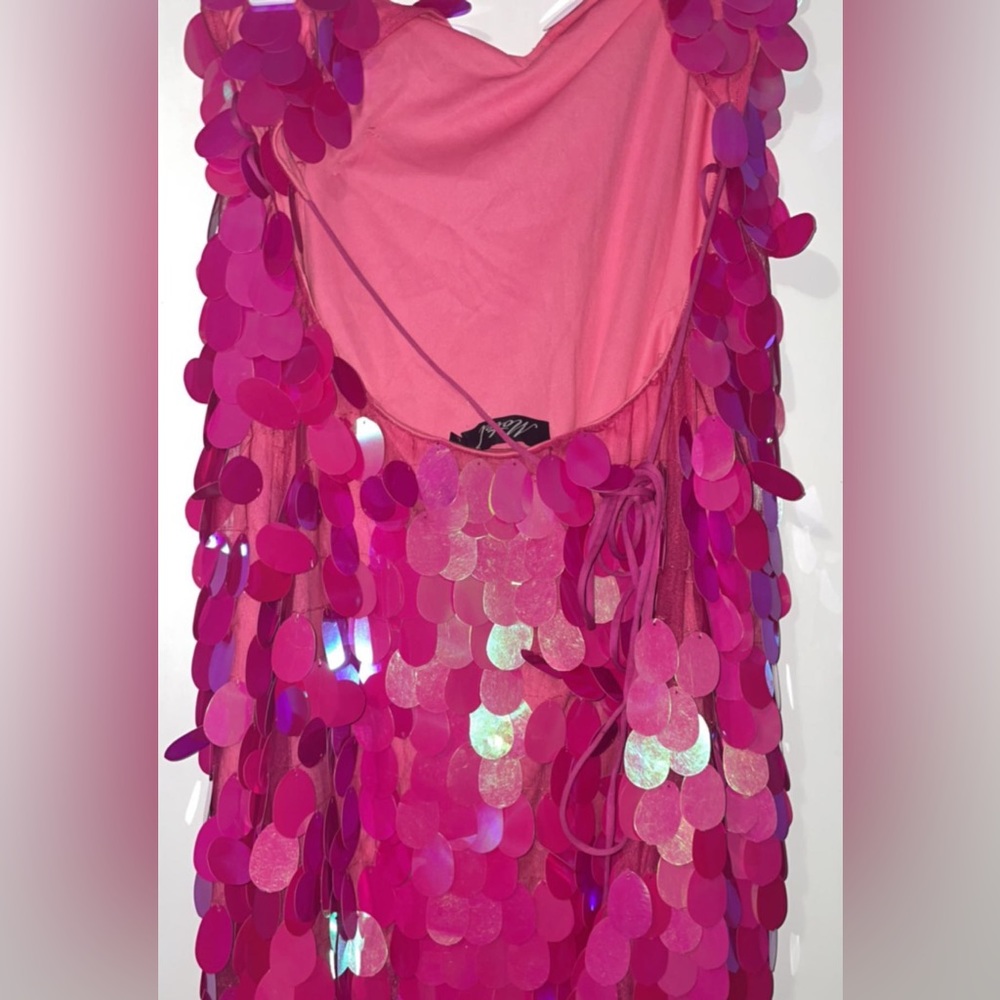 Nasty Gal Pink Sequin Backless Dress